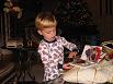 Blake unstuffs his stocking.