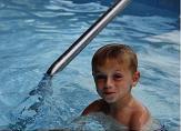 Blake enjoys the pool.