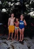Paige and Isabella with bird and friend.